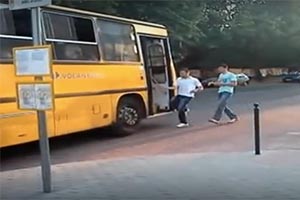 Funny video with a russian bus